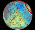 globe showing the gravity model of the Central Indian Ocean